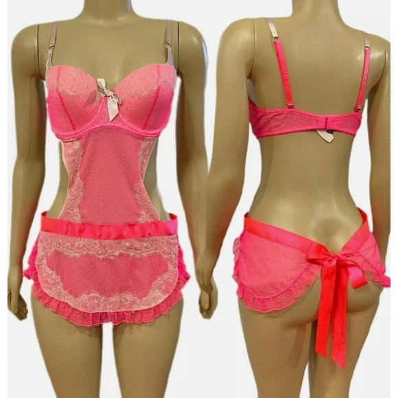 Victorias Secret Sexy Little Things Lace Chemise Babydoll 36C Pink Cream - Picture 2 of 8